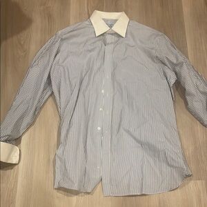 Blue and White Dress Shirt with Contrasting Collar